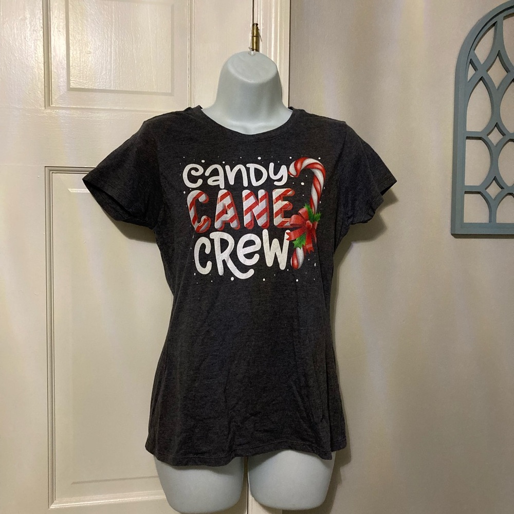 Port and Company Black Candy Cane Crew Tee